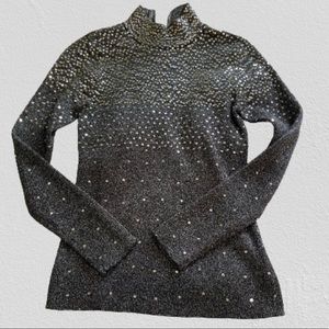 Once 1 Again sequined top- Classy and Dazzling- size L-Grey with silver sequins